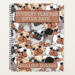 Student Planner with cartoon pug background