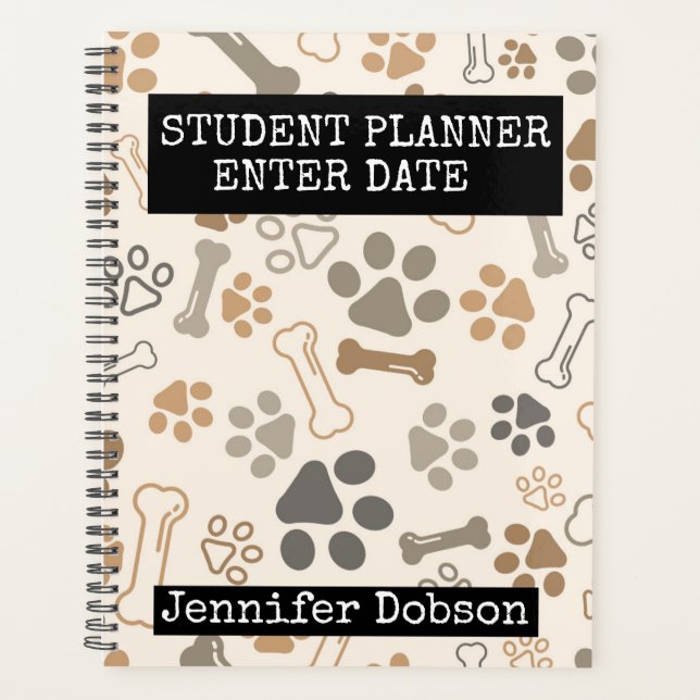 Student Planner with dog bones & paws (Front)