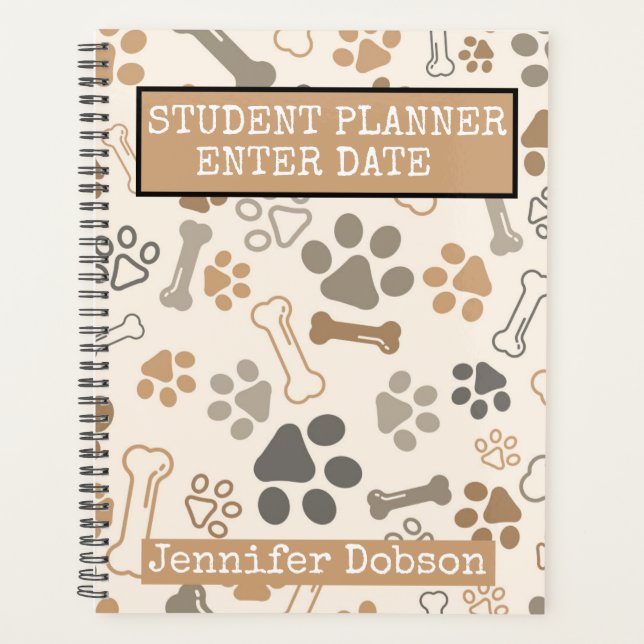 Student Planner with dog bones & paws (Front)