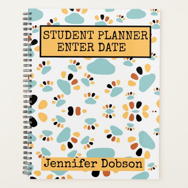 Student Planner with dog paw background (Front)