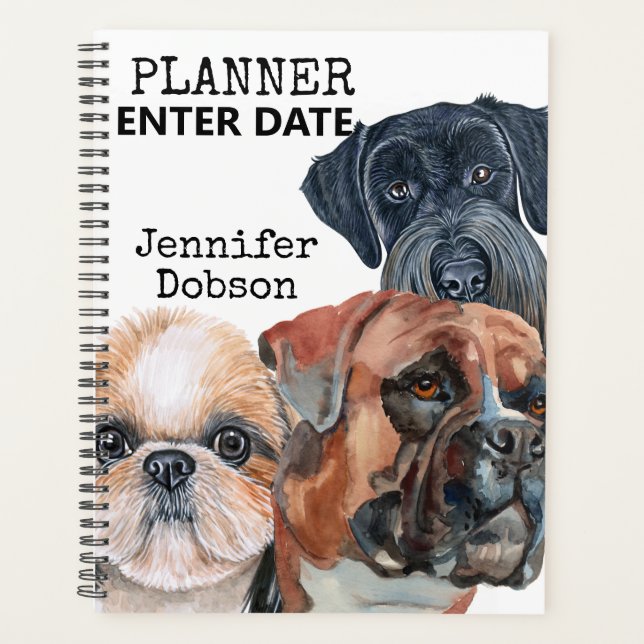 Student Planner with watercolor dogs  (Front)