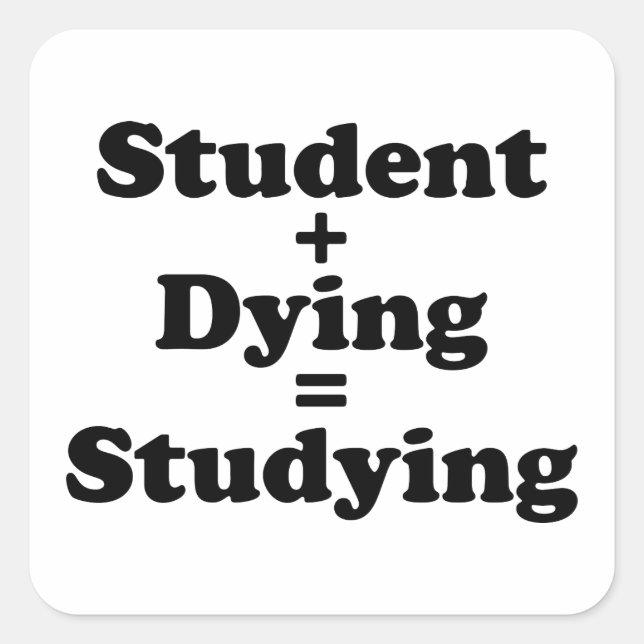 Student Plus Dying Equals Studying Square Sticker (Front)
