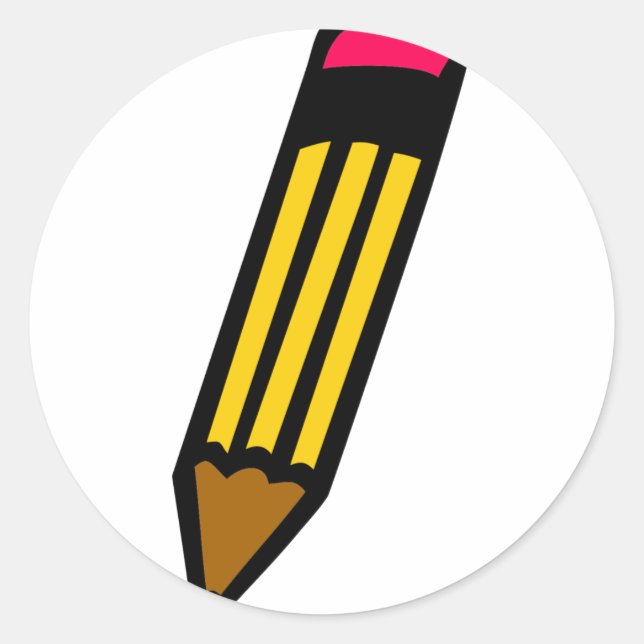 student school pencil classic round sticker (Front)