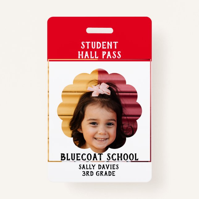 student  toilet pass school Badge ID Badge (Front)