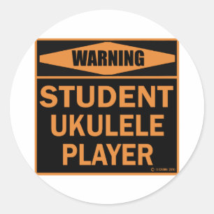 Student Ukulele Player Classic Round Sticker