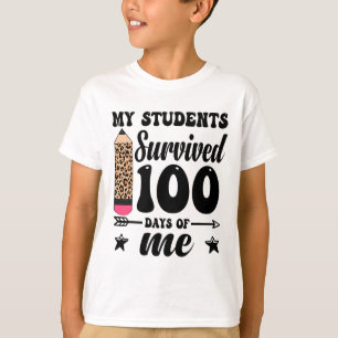 Students Survived 100 Days Of Me Teacher Leopard P T-Shirt