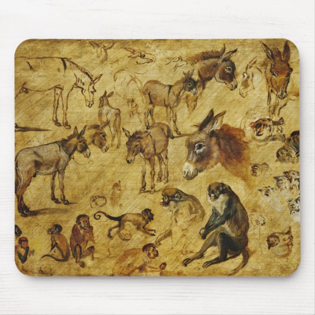 Studies of Animals: Donkeys, Monkeys, Cats & Dogs Mouse Mat (Front)