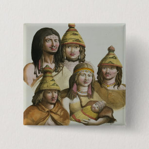 Studies of native Americans (colour litho) 15 Cm Square Badge
