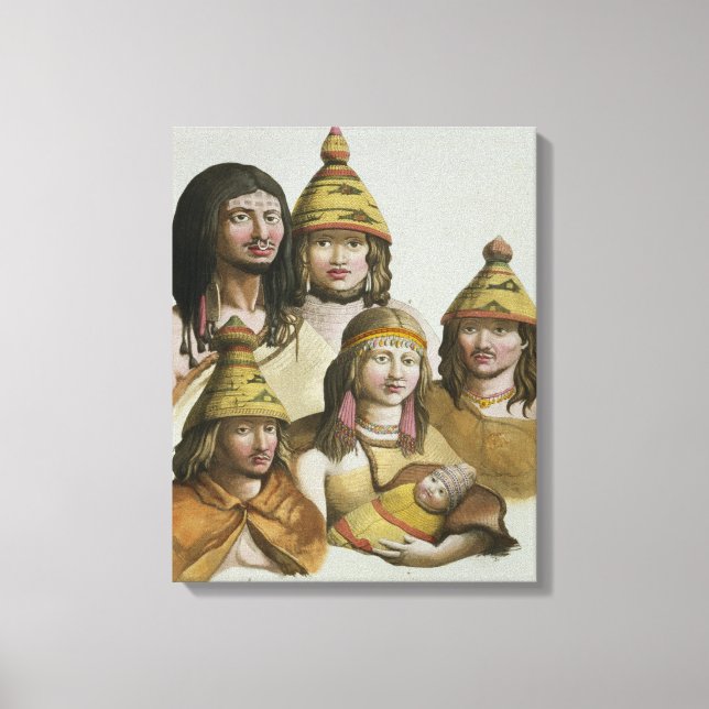Studies of native Americans (colour litho) Canvas Print (Front)