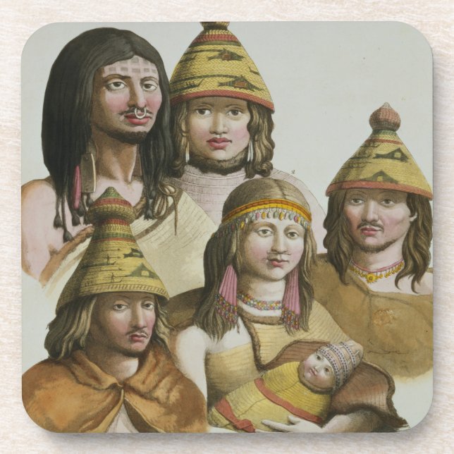 Studies of native Americans (colour litho) Coaster (Front)
