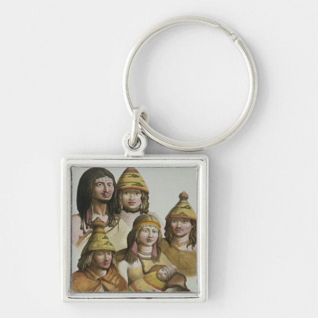 Studies of native Americans (colour litho) Key Ring (Front)
