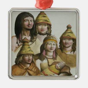 Studies of native Americans (colour litho) Metal Tree Decoration
