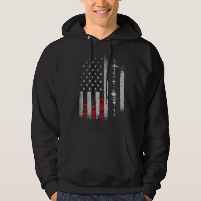 Studio Audio Engineer USA Flag Sound Guy Tech Hoodie (Front)