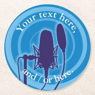 Studio Microphone Round Paper Coaster