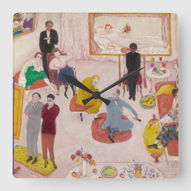 Studio Party by Florine Stettheimer Square Wall Clock (Front)
