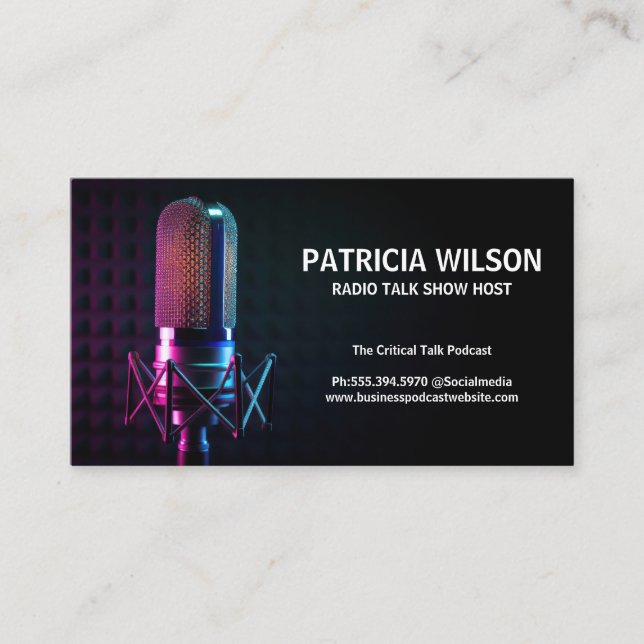 Studio Podcast Microphone  Business Card (Front)
