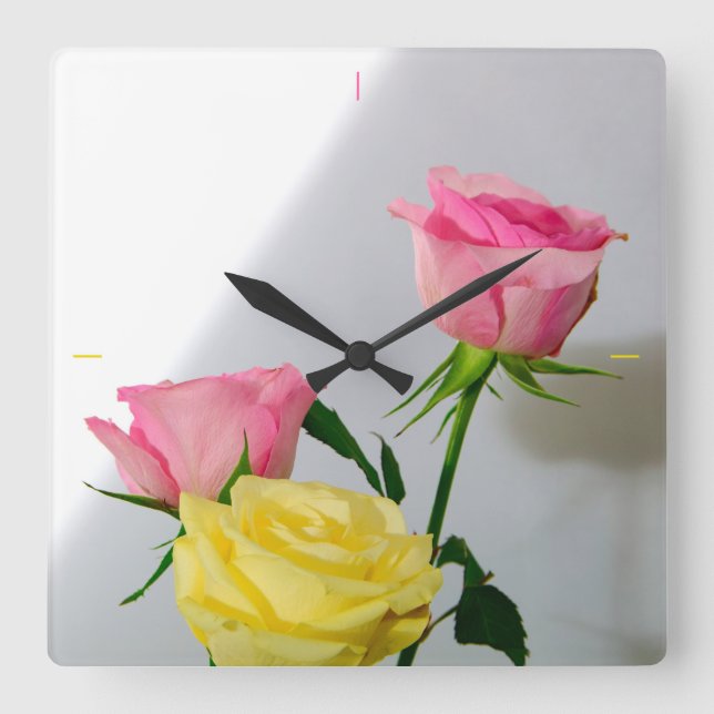 Studio Rose Bouquet. Square Wall Clock (Front)