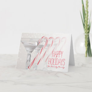 Studio shot of martini drink with peppermint holiday card