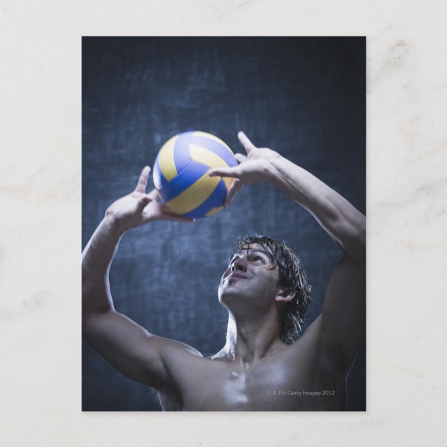 Studio shot of volleyball player playing postcard (Front)