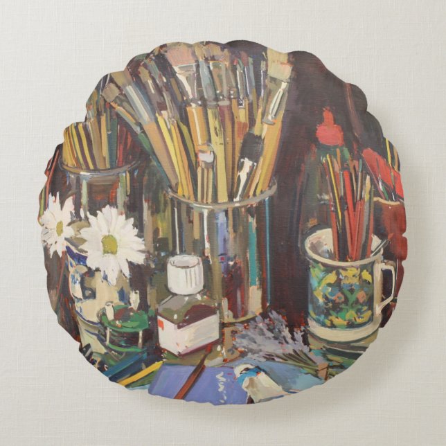 Studio Still Life 2012 Round Cushion (Front)