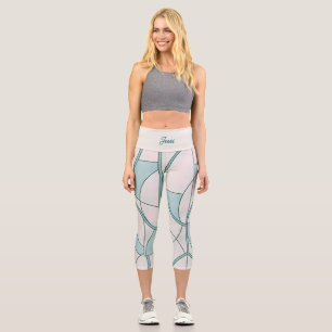 Studio to Street Minimalist cyan Pattern Custom Capri Leggings