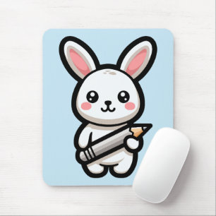Studious Kawaii Bunny Mouse Mat