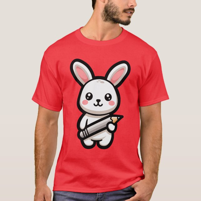 Studious Kawaii Bunny T-Shirt (Front)