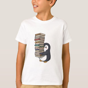 Studious Little Penguin Carrying Books Kids T-Shirt
