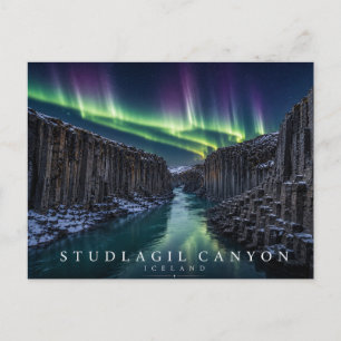 Stuðlagil Canyon Basalt Columns Iceland Aurora Postcard