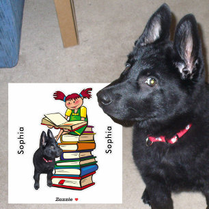 Study Buddy GSD Puppy School Girl Add Name, ZKOA