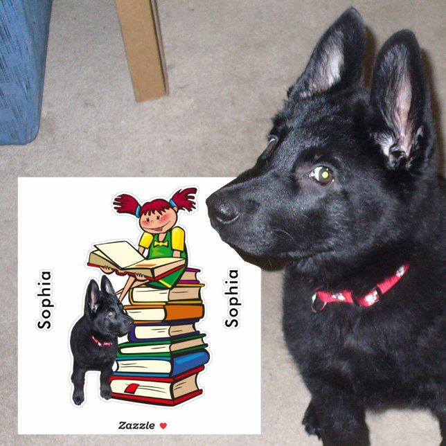 Study Buddy GSD Puppy School Girl Add Name, ZKOA (Creator Uploaded)