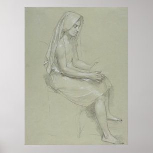 Study for Seated Female Figure by Bouguereau Poster
