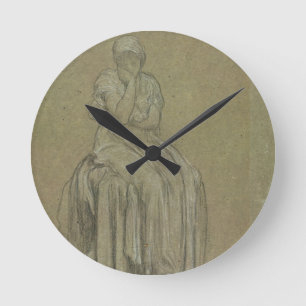 Study for Solitude, c.1890 (chalk on paper) Round Clock