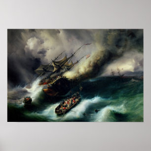 Study for The Burning of the 'Kent' in 1825 Poster