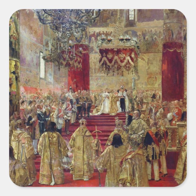 Study for the Coronation of Tsar Nicholas II Square Sticker (Front)