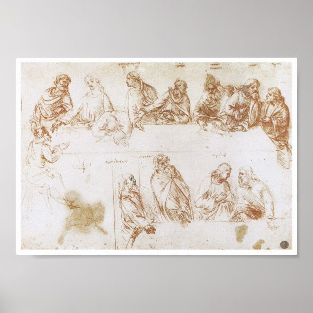 Study for the "Last Supper", Leonardo da Vinci Poster (Front)