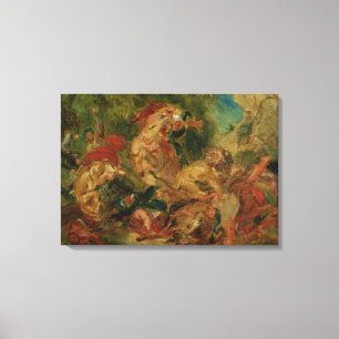 Study for The Lion Hunt, 1854 Canvas Print
