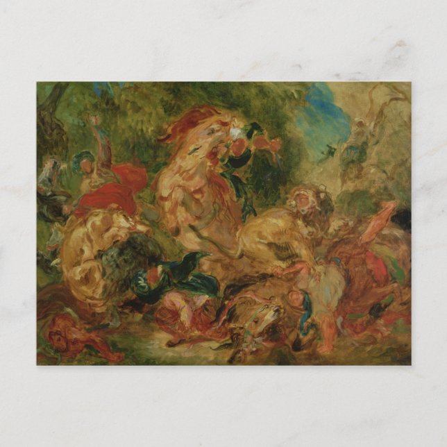 Study for The Lion Hunt, 1854 Postcard (Front)