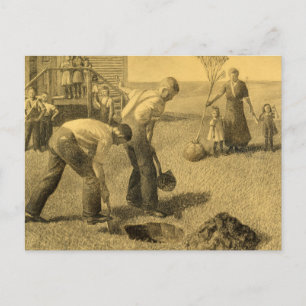 Study for Tree Planting Group, 1937 by Grant Wood Postcard