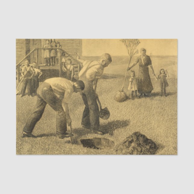 Study for Tree Planting Group, 1937 by Grant Wood Tissue Paper (Front)