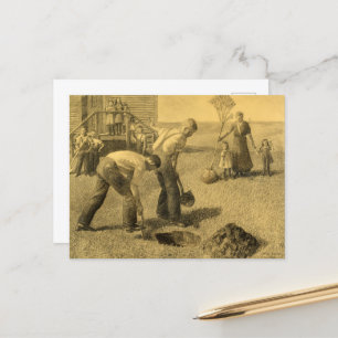 Study for Tree Planting Group by Grant Wood Holiday Postcard