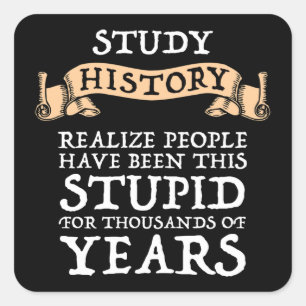 Study History - Realise People Have Been Stupid Square Sticker