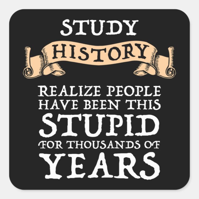 Study History - Realise People Have Been Stupid Square Sticker (Front)