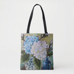 "Study in Blue & White" 16"x16" Tote Bag