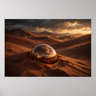 Study in Copper — Mirror Sphere in Desert Dunes Poster
