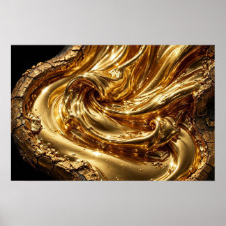 Study in Gold — Molten Gold Swirl Abstract Poster
