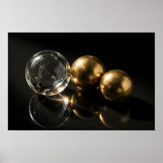 Study in Shadow — Glass and Gold Spheres Poster