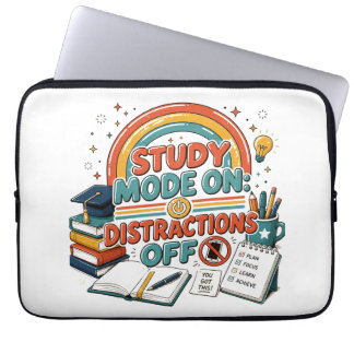 Study Mode On Distractions Off Laptop Sleeve