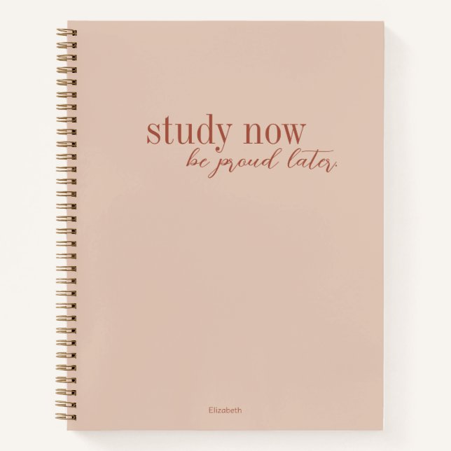 Study Now, Be Proud Later Retro Dark Pink Stylish  Notebook (Front)