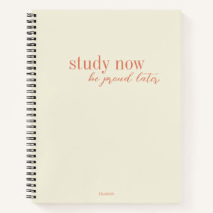 Study Now, Be Proud Later Retro Orange Modern Notebook